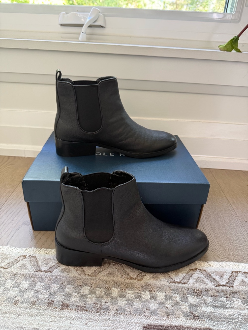 Cole Haan Black Leather Chelsea Ankle Boots